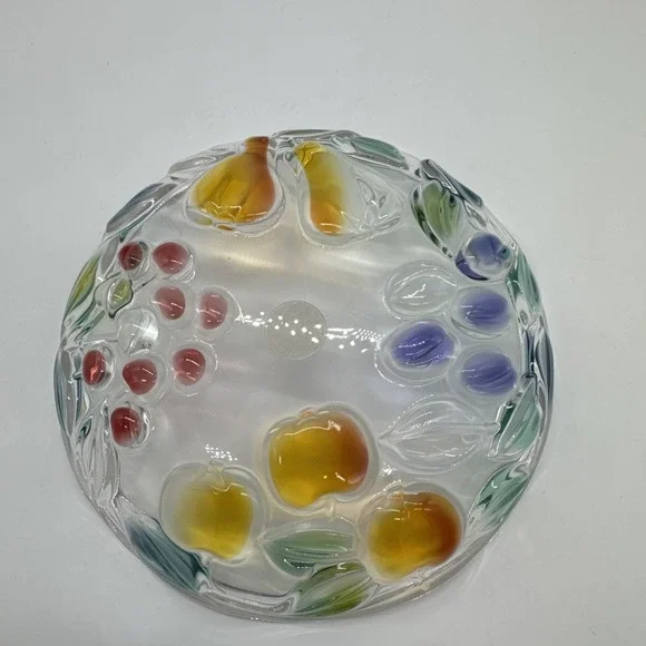 Walther Glas German Bowl Dish With Colored Fruit NEW grapes Cherries Pears - Picture 8 of 9